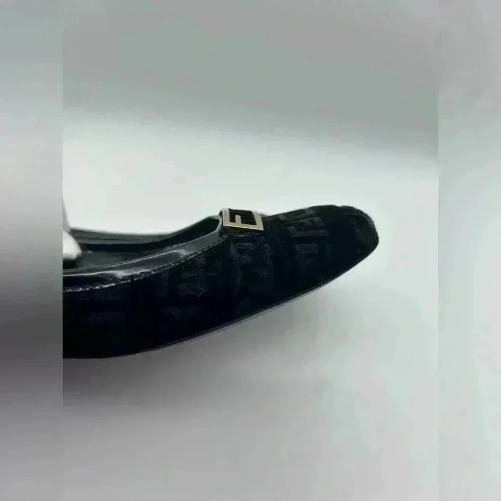 Fendi Italy Black Velour Slip-On Ballet Womens Flats 38 Look At Photos - Picture 5 of 15
